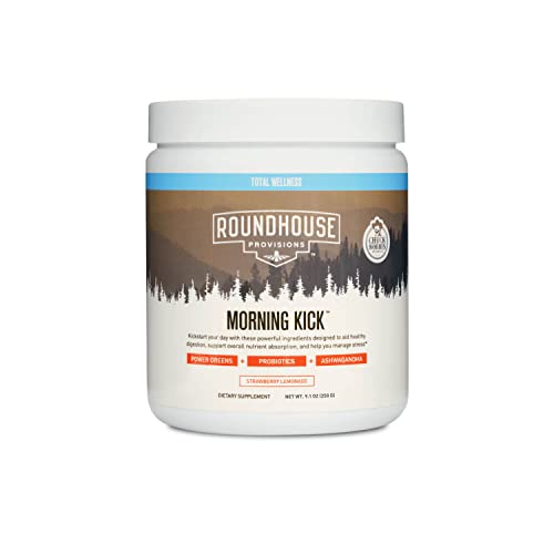 ROUNDHOUSE PROVISION Morning Kick, Greens Powder Supplement with Ashwaganda for Healthy Digestion, Energy Levels, and Overall Wellness, 30 Servings