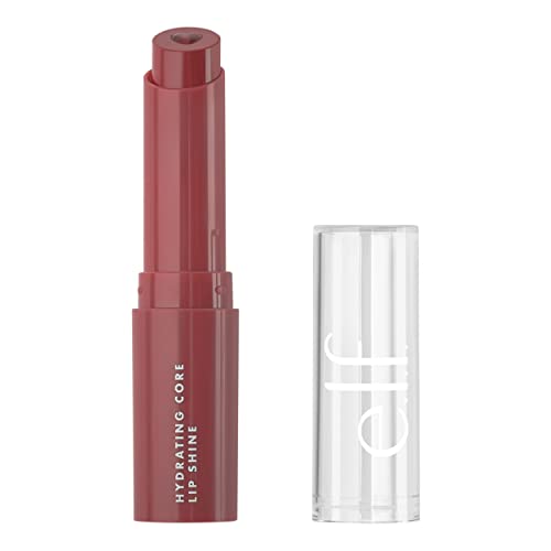 e.l.f. Hydrating Core Lip Shine, Conditioning & Nourishing Lip Balm, Sheer Color Tinted Lip Moisturizer, Happy, 0.09 Oz