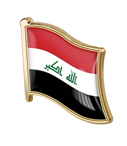 vmcoatdu Iraq Flag Pin Badge International Travel Brooch Metal Alloy Souvenir Pin for Hat Clothes Backpack (Iraq)