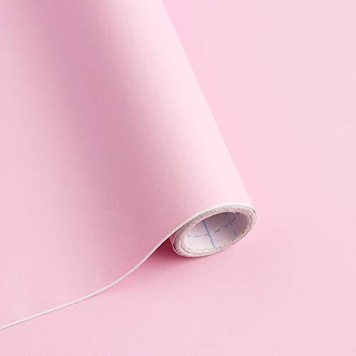 118'x17.7' Pink Peel and Stick Wallpaper Solid Color Pink Wallpaper Solid Color Pink Contact Paper Self-Adhesive Removable Wallpaper for Wall Covering Furniture Cabinet Countertop Vinyl Roll