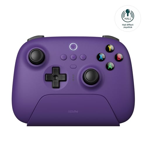 8Bitdo Ultimate 2.4G Wireless Controller, Hall Effect Joystick Update, Gaming Controller with Charging Dock for PC, Android, Steam Deck & Apple, Purple