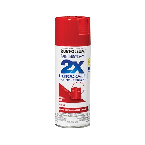 Rust-Oleum 334024 Painter's Touch 2X Ultra Cover Spray Paint, 12 oz, Gloss Apple Red