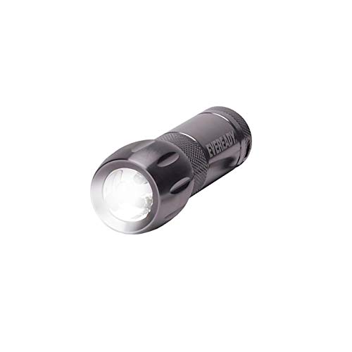 Eveready Compact LED Metal Flashlight​​​​ Water Resistant, Includes 3 Super Heavy Duty AAA Batteries, 21 Lumens , Black