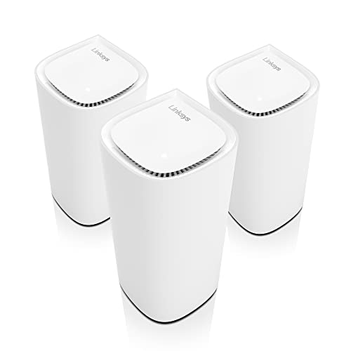 Linksys Velop Pro WiFi 6E Mesh Router - Cognitive Mesh with 6 GHz, 5.4 Gbps Speeds, 9000 sq. ft. Coverage, 200+ Devices - 3 Pack