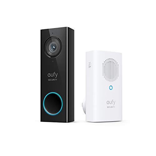 eufy Security, Wi-Fi Doorbell Camera, 2K Resolution, No Monthly Fees, Local Storage, Human Detection, with Wireless Chime—Requires Existing Doorbell Wires and Installation Experience, 16-24 VAC, 30 VA