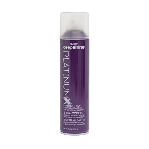 RUSK Deepshine PlatinumX Hairspray, 10.2 Oz, Non-Stick, Fast-Drying Finishing Spray, All-Day Humidity Resistance Provides Strong Hold, Shape, and Body for a Shiny Look