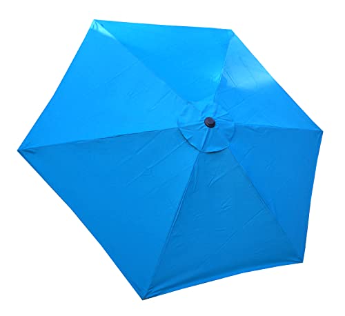 BELLRINO DECOR Replacement LAKE BLUE' STRONG & THICK' Umbrella Canopy for 9ft 6 Ribs Lake Blue (Canopy Only)