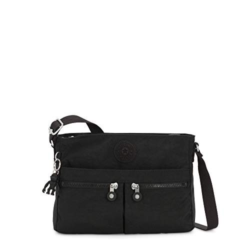 Kipling Women's New Angie Handbag, Lightweight Crossbody, Nylon Travel Bag, Black Noir