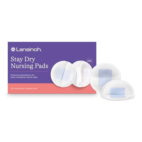 Lansinoh Stay Dry Disposable Nursing Pads, Soft and Super Absorbent Breast Pads, Breastfeeding Essentials for Moms, 100 Count