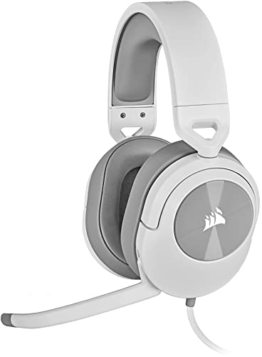 Corsair HS55 Stereo Gaming Headset (Leatherette Memory Foam Ear Pads, Lightweight, Omni-Directional Microphone, PC, Mac, PS5/PS4, Xbox Series X | S, Nintendo Switch, Mobile Compatibility) White