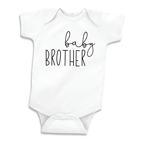 Bump and Beyond Designs Baby-Boys Little Brother Leotard for Boys Baby Announcement White, 0-3 Months