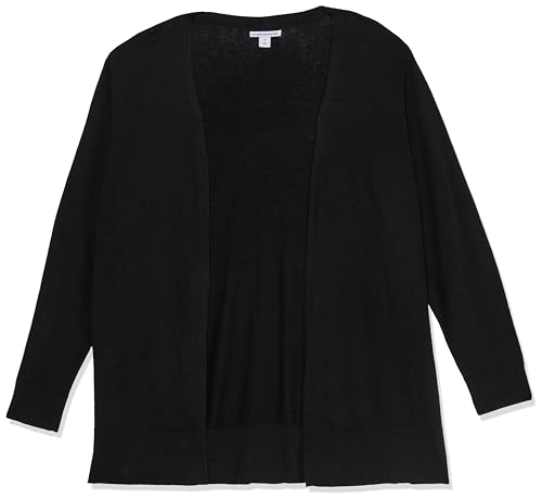 Amazon Essentials Women's Lightweight Open-Front Cardigan Sweater (Available in Plus Size), Black, Medium