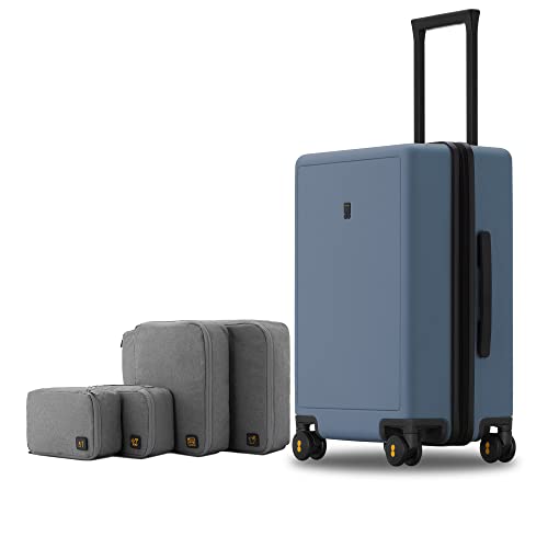 LEVEL8 Elegance Carry On Suitcase, 20” Hardside Luggage with TSA Lock, Spinner Wheels - Blue Grey