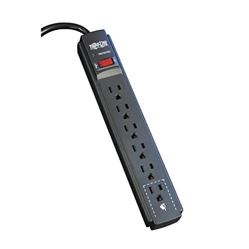 Tripp Lite 6 Outlet Surge Protector Power Strip, 6ft Cord, 790 Joules, Black, $20,000 INSURANCE (TLP606B)