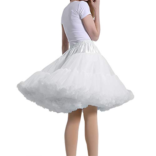 MeiLiMiYu Women's Petticoat Skirt Adult Puffy Tutu Skirt Layered Ballet Tulle Pettiskirts Dress Costume Underskirt White