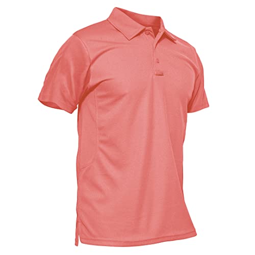Men's Summer Short Sleeve T-Shirt Top Quick Dry Lapel Polo Shirt Watermelon Red