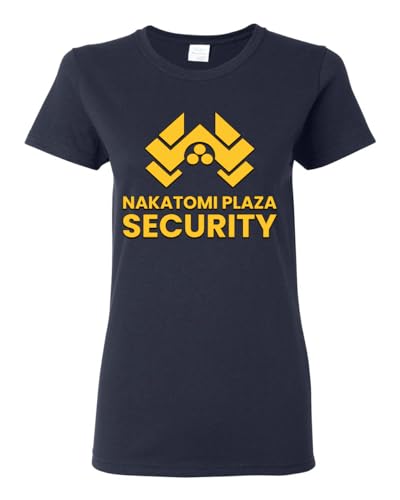 Wild Bobby Nakatomi Plaza Security Movie Ugly Christmas Sweater Womens Graphic T-Shirt, Navy, Large