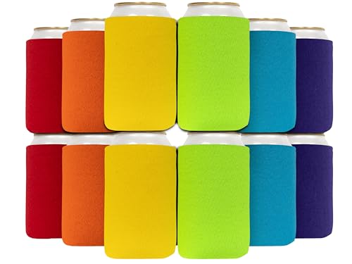 QualityPerfection Can Cooler Sleeve, 12 Oz Foam Collapsible Cooler Can Cover, Insulated Can Cooler, 4mm Thick Beer Cover & Soda Can Cover, 12 Pack Cooler Can Covers, (12 Pack) Mix Colors