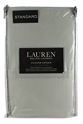 Set of 2 Ralph Lauren Dunham Sateen Standard Pillowcases -Silver-300 Thread Count 100% Cotton-