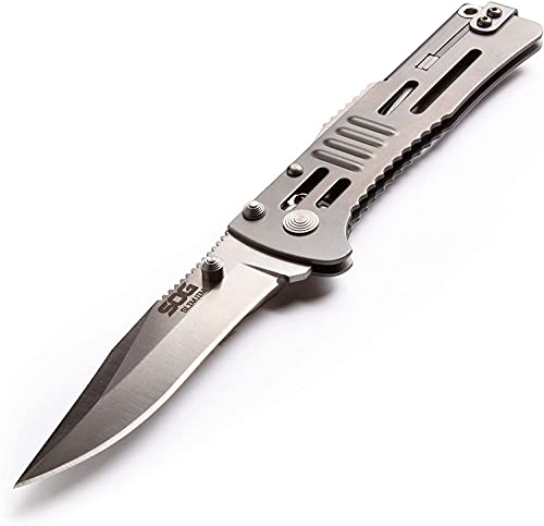 SOG SlimJim Folding Pocket Knife- SOG Assisted Technology w/ Tactile Bumps and Cutout Aid, Reversible Carry Clip, AUS-8 Stainless Steel Body (SJ31-CP), One Size, Hardcase Black