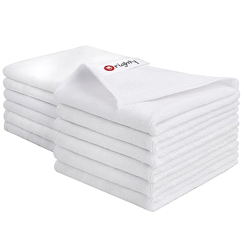 Orighty Microfiber Makeup Remover Cloths 12 Pack, Quick Drying Makeup Remover Cloth, Absorbent Face Towels for Face and Body, Soft Face Wash Cloth and Reusable Facial Cloths 10inch x 10inch (White)