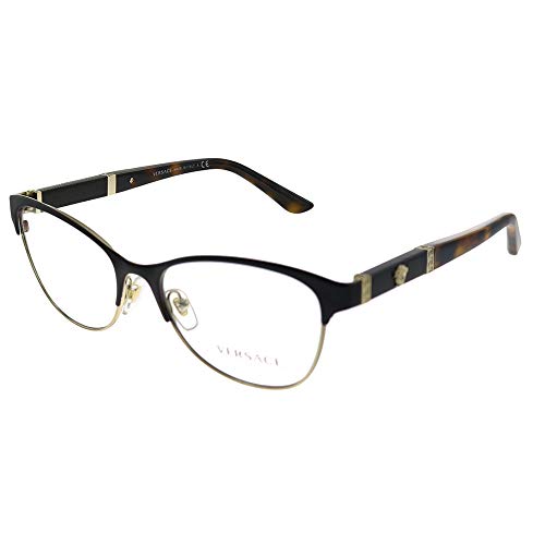 Versace VE 1233Q 1344 Brown Pale Gold Metal Cat-eye Eyeglasses 53mm