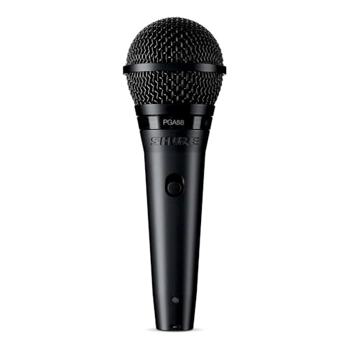 Shure PGA58 Dynamic Microphone - Handheld Mic for Vocals with Cardioid Pick-up Pattern, Discrete On/Off Switch, Stand Adapter and Zipper Pouch (PGA58-XLR)