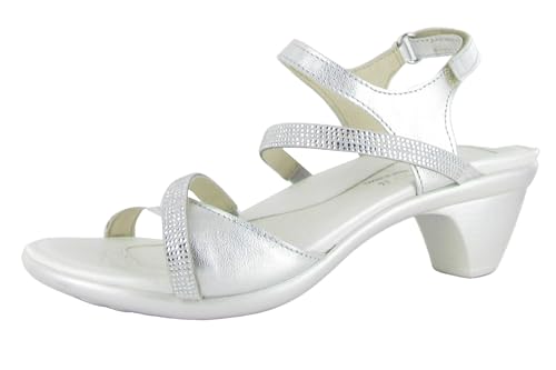 NAOT Footwear Women's Innovate Sandal Soft Silver Leather with Clear Rhinestones - 8 M US