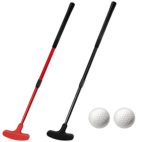 Golf Putter, 2 Pack Golf Putters for Men & Women Two-Way Mini Putter Right or Left Handed Golfers Adjustable Club Golf Set with 2 Plastic Practice Golf Balls for Children, Teenagers, Adults