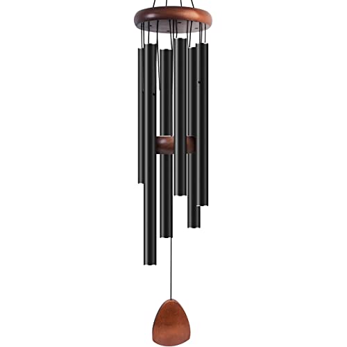 Bursvik Large Aluminium Wind Chimes 37' Inches to Create a Zen Atmosphere Suitable for Outdoor, Garden, Patio Decoration. Classic Black Wind Chimes with Wind Catcher Suitable as A Gift for Unisex