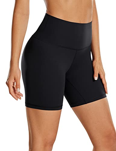 CRZ YOGA Womens ButterLuxe Biker Shorts 6 Inches - High Waisted Workout Running Volleyball Spandex Yoga Shorts Black Medium