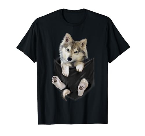Wolf White Pup in Pocket T-Shirt Wolves Tee Shirt Gifts