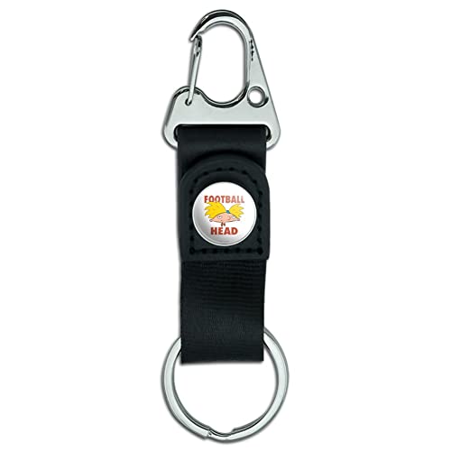 GRAPHICS & MORE Hey Arnold! Football Head Keychain with Leather Fabric Belt Clip-On Carabiner