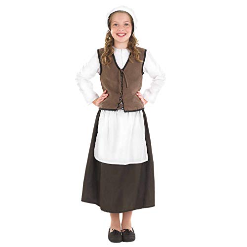 fun shack Kids Colonial Costume Girls, Tudor Costume Kitchen Girls, Medieval Renaissance Costumes Girls,Pilgrim Costume Girls, Large