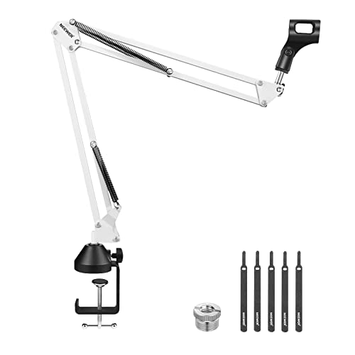 NEEWER Microphone Arm Stand, Suspension Boom Scissor Mic Arm Stand with 3/8' to 5/8' Screw and Cable Ties Compatible with Blue Yeti Snowball Yeti X Quadcast, etc. Max Load 3.3lb/1.5kg (White)