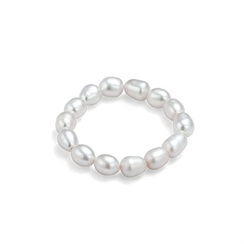 InzheG Dainty Pearl Rings for Women Freshwater Adjustable Stretch Stackable Trendy Pearl Ring Fashion Statement Holiday Gift for Teen Girls