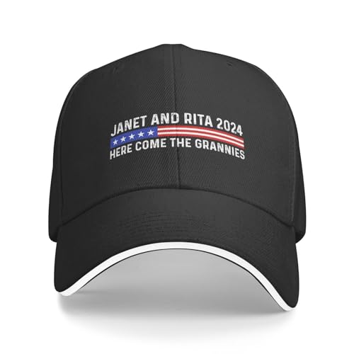 Elixvsoer Janet and Rita 2024 Here Come The Grannies Cap for Women Baseball Hats Cool Caps Black
