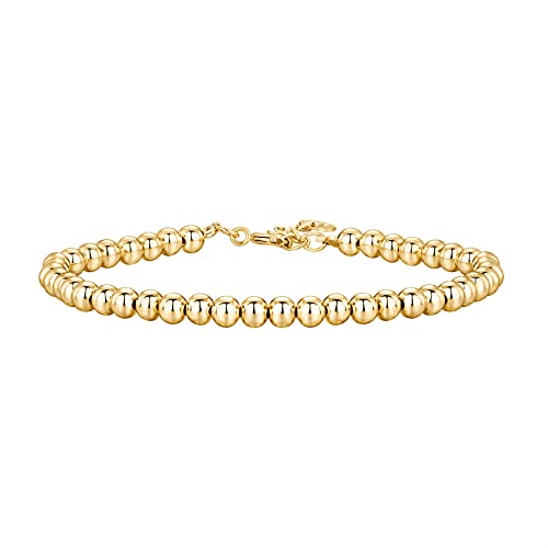PAVOI 14K Yellow Gold Plated Beaded Bracelet | Womens Ball Bracelet | Plated Gold Bracelets For Women