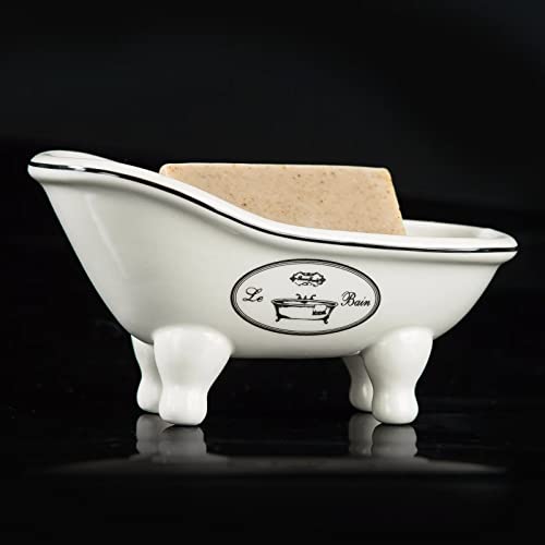 1 Piece 5.6' Ceramic Mini Clawfoot Slipper Bathtub Soap Dish Vintage Decortative Bathroom Soap Dish