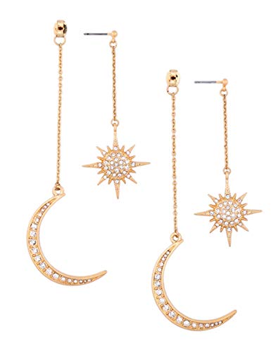 Zinc Moon Earrings for women Girls Moon and Star Earrings Jewelry Fashion Long Drop Dangle Stud