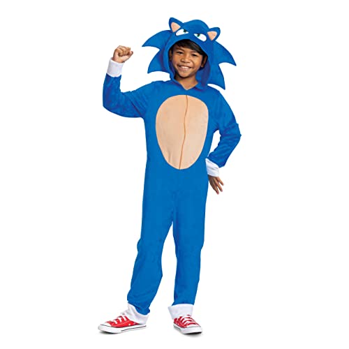 Sonic the Hedgehog Costume, Official Sonic Movie Costume and Headpiece, Kids Size Small (4-6)