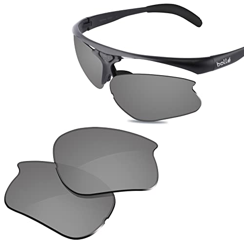 Glintbay 100% Precise-Fit Replacement Sunglass Lens for Bolle Vigilante 10263 - Polarized Metallic Silver Mirror