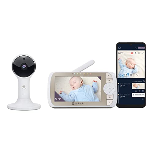 Motorola Baby Monitor VM65-5' WiFi Video Baby Monitor with Camera HD 1080p - Connects to Smart Phone App, 1000ft Long Range, Two-Way Audio, Remote Pan-Tilt-Zoom, Room Temp, Lullabies, Night Vision