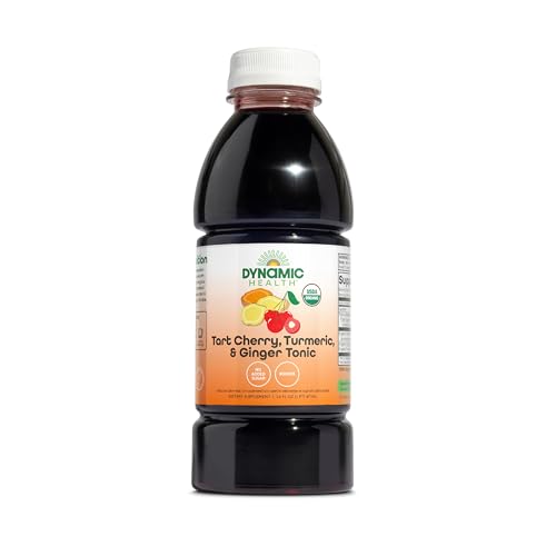 Dynamic Health Tart Cherry Juice Tonic with Turmeric & Ginger | Vegetarian and Kosher | Key Compounds | 16 Fl Oz