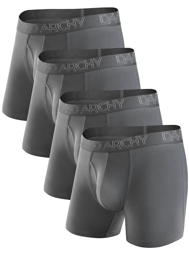 DAVID ARCHY Mens Underwear Cooling Rayon from Bamboo Boxer Briefs Breathable Soft Moisture-Wicking with Fly Underwear for Men 4 Pack (M, Dark Gray - 5.5' in 4 Pack)