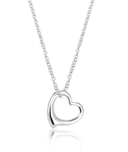 Altitude Boutique Open Heart Necklace for Women (Gold, Rose Gold, Silver) (Silver)