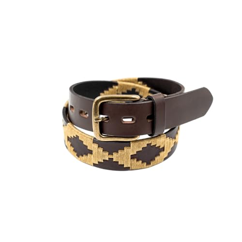 GauchoLife Polo Belt Hand-Stitched leather belt (Tan Diamond, 36)