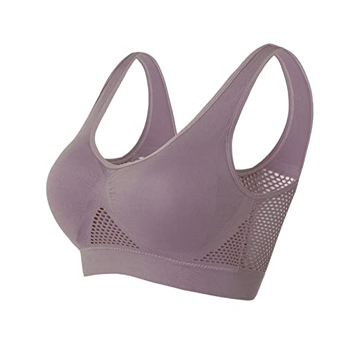 Women Lingerie Sports Bras for Women Plus Size 2023 New Breathable and Comfortable Mesh Sports Bra Wirefree Removable Cups Spandex Tank Tops for Women Gray 3X