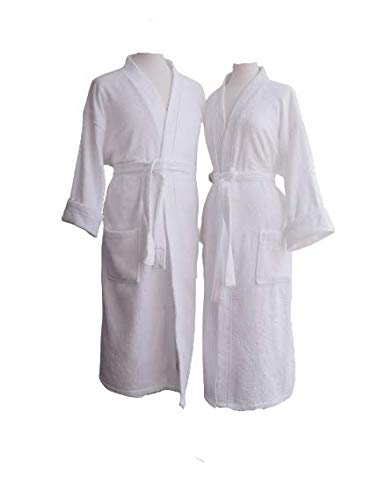 Luxor Linens Bride & Groom Terry Cloth Bathrobe Set -100% Egyptian Cotton-Unisex/One Size Fits Most-Luxurious,Soft,Plush,Elegant Script Embroidery (One Size, Custom Monogram)