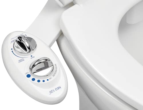 LUXE Bidet NEO 120 - Self-Cleaning Nozzle, Fresh Water Non-Electric Bidet Attachment for Toilet Seat, Adjustable Water Pressure, Rear Wash (White)